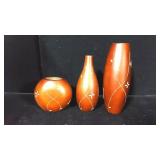 Set of 3 Wood Vase Set of 3 Wood Vase