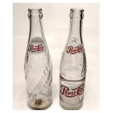 (2) Pepsi Bottles, Embossed, Swirls, St. Louis (2) Pepsi Bottles, Embossed, Swirls, St. Louis