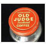 1930s Old Judge Irradiated Coffee Glass Jar w Lid 1930s Old Judge Irradiated Coffee Glass Jar w Lid