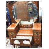 Ornate 1930s Large Mirror Vanity Original Hardware Ornate 1930s Large Mirror Vanity Original Hardware