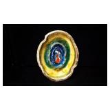 7' Mid Century Folk Art Glass & Ceramic Dish 7' Mid Century Folk Art Glass & Ceramic Dish