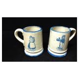 Pair of Blue & White Holland Mugs Pair of Blue & White Holland Mugs