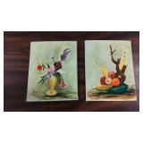 Set of 2 Mini Art Work Floral Signed Set of 2 Mini Art Work Floral Signed