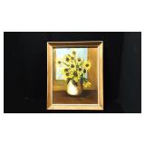Oil on Board Sunflower Framed Art 16 x 20 Oil on Board Sunflower Framed Art 16 x 20