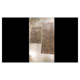 2 Olive Floral Rugs (Large 5 1/2 Ft) (Smaller 40') 2 Olive Floral Rugs (Large 5 1/2 Ft) (Smaller 40')
