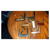 7 Pocket Knives - gold filled? has a triangle J 7 Pocket Knives - gold filled? has a triangle J