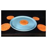 15' Blue Fiesta Platter & 5 Bread Warmers 15' Blue Fiesta Platter & 5 Bread Warmers