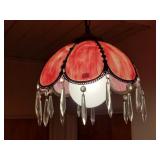 1970s Strawberry & Cream Slag Glass Chandelier 1970s Strawberry & Cream Slag Glass Chandelier