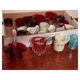20+ Pcs Cranberry Flash Glass and Custard Pitchers 20+ Pcs Cranberry Flash Glass and Custard Pitchers