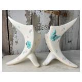 Hull Pottery Butterfly Cornucopia Vases 1956 Pair Hull Pottery Butterfly Cornucopia Vases 1956 Pair