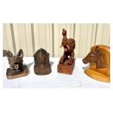 Animal Figures, Bookends, Wood, Iron, Brass Animal Figures, Bookends, Wood, Iron, Brass