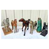(6) Decorative Horses Brass, Leather, Wood (6) Decorative Horses Brass, Leather, Wood