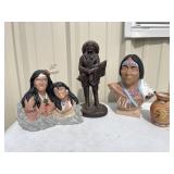 Flat of Native American Statues and Vase Flat of Native American Statues and Vase
