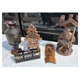 Hand Carved Wooden Statue & Other Wooden Decor Hand Carved Wooden Statue & Other Wooden Decor