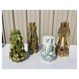 (4) Intricate Wax Candles (4) Intricate Wax Candles