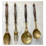 Wood & Brass Vintage Serving Utensils Wood & Brass Vintage Serving Utensils