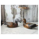(2) Wooden Bird Factory Duck Decoys Signed (2) Wooden Bird Factory Duck Decoys Signed