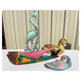 Carved Wood Animals Ducks, Bird, Fish Pastels Carved Wood Animals Ducks, Bird, Fish Pastels