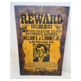 Billy the Kid Reward Poster Decoupage on Wood