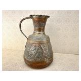 Copper Brass Silver Plate Persian Handled Ewer