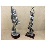 Modernist / Art Deco Silver Resin Dancer Figures