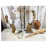 Horn/Resin Bird Art, Wood Croc, Cocunut Birds