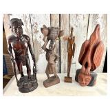 Tall Solid Wood Carvings Tribal, Native