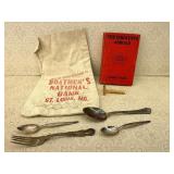 Old Bank Bag, Silver Plate, Mark Twain Book