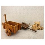 2 Wooden  Wagons and Wooden Locomotive
