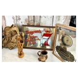 Bar Mirrors, Wooden Figure, Pottery Dude