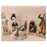 (5) Liquor Decanters Colonial, Charlie Chaplin