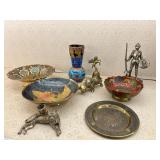 Decorative Metal Lot, Bowls, Bell, Leopard, Bull