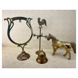 Decorative Brass Lot Rooster, Horse, Bell etc.