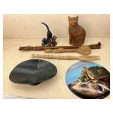 Mixed Decorative Lot Wood, Metal, Composite Cats
