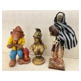 (3) Figures Monkey Fireman, Roman Soldier, Peasant