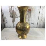 Solid Brass Chinese Calligraphy Engraved Vase 16lb