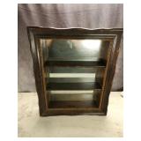 Antique Wooden Shelves With Mirror Back