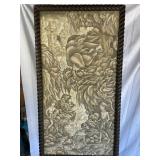 Old Balinese Ink/Painting on Linen, Carved Framed