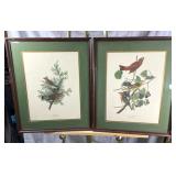 (2) J. Audubon Bird Lithos Cedar, Summer Red Bird