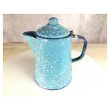 White Speckled Robin Egg Blue Small Coffee Pitcher