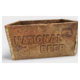 National Beer Wooden Crate with Man Logo