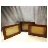 (3) Antique Shadow Box Frames Adjustable Backs