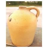 Stoneware Jug Orange Peal Slip w Turkey Droppings