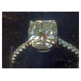 14K Gold 3.24 ct Cushion Lab Diamond Ring $20k App