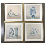 (4) Antique Watercolors Laid Paper Chinese Porceln