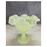 Custard Hobnail Glass Vase 6' x 6'