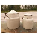 (2) Weir Canning Stoneware Crocks Pat 1884