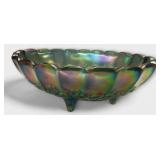 Three Footed Carnival Glass Fruit Bowl