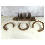 Thisle Brush & (3) Horse Shoes