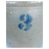 #3 Stencil Cobalt Blue Stoneware Crock Mustard